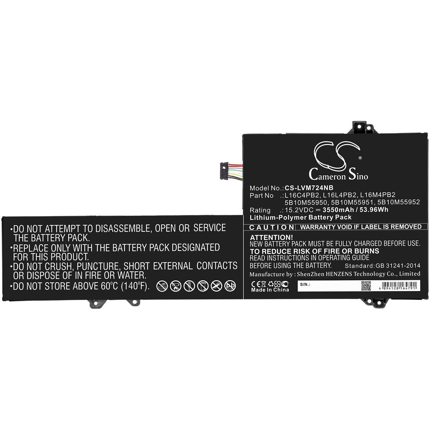 Replacement Battery for Lenovo  Air 14 Pro – Notebook, Laptop – 3550mAh / 53.96Wh / 15.2V