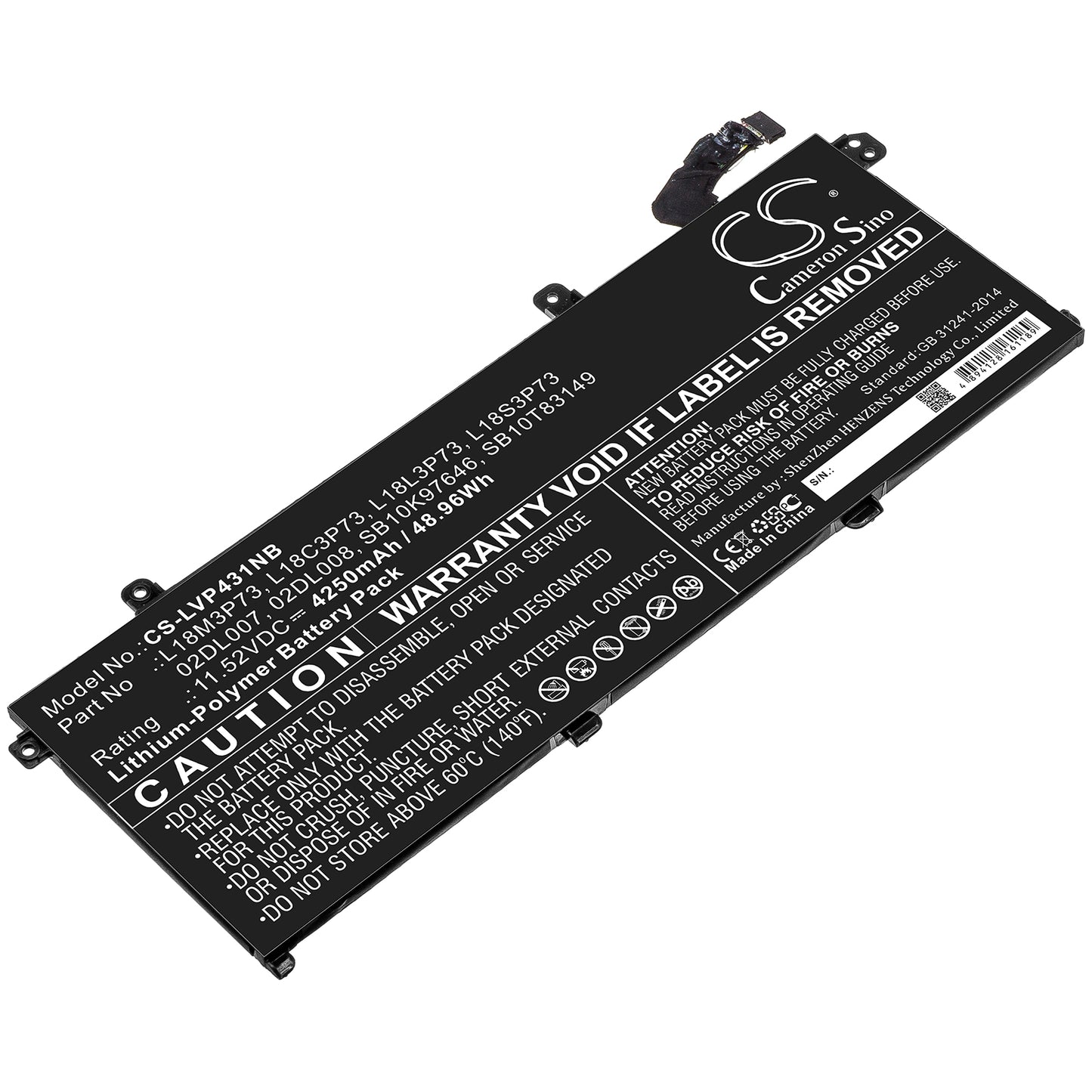 Replacement Battery for Lenovo ThinkPad T490 – Notebook, Laptop – 4250mAh / 11.52V - image 1