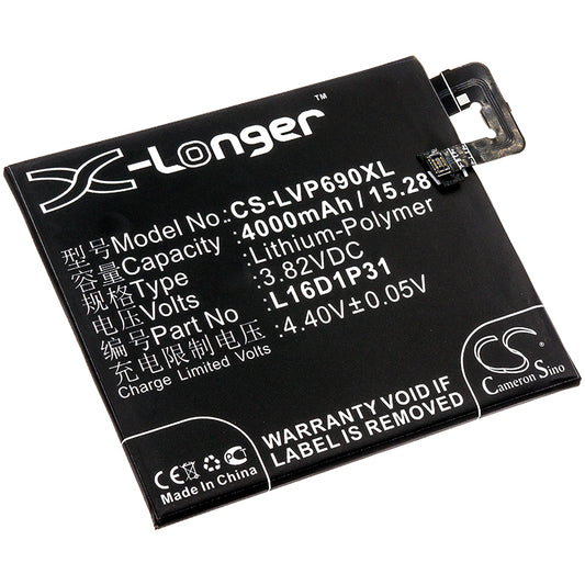 Replacement Battery for Lenovo Phab 2 Pro – Mobile, SmartPhone – 4000mAh / 3.82V