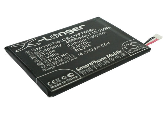 Replacement Battery for Lenovo P780 – Mobile, SmartPhone – 4000mAh / 3.8V