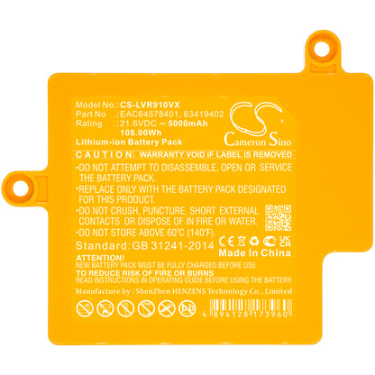 Replacement Battery for LG CordZero R9 – Vacuum – 5000mAh / 21.6V