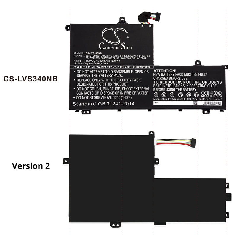 Replacement Battery for Lenovo  IdeaPad S340 – Notebook, Laptop – 3200mAh / 36.48Wh / 11.4V