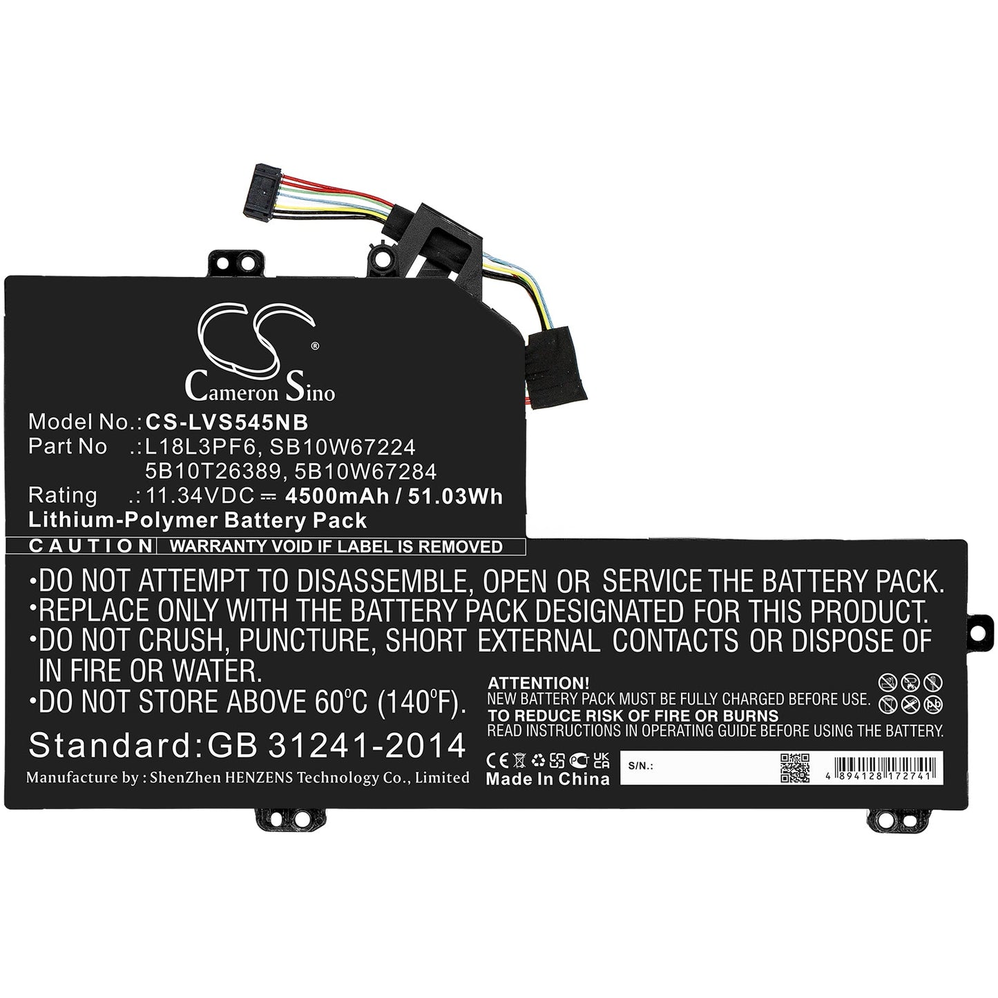 Replacement Battery for Lenovo  Ideapad S540-15IWL – Notebook, Laptop – 4500mAh / 51.03Wh / 11.34V