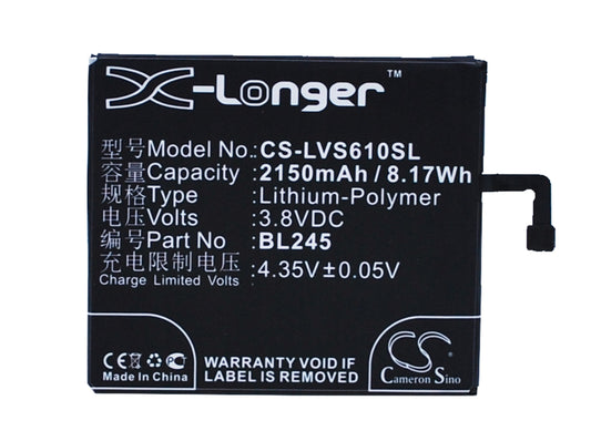 Replacement Battery for Lenovo S60 – Mobile, SmartPhone – 2150mAh / 3.8V