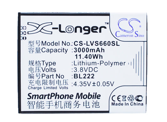Replacement Battery for Lenovo S660 – Mobile, SmartPhone – 3000mAh / 3.8V