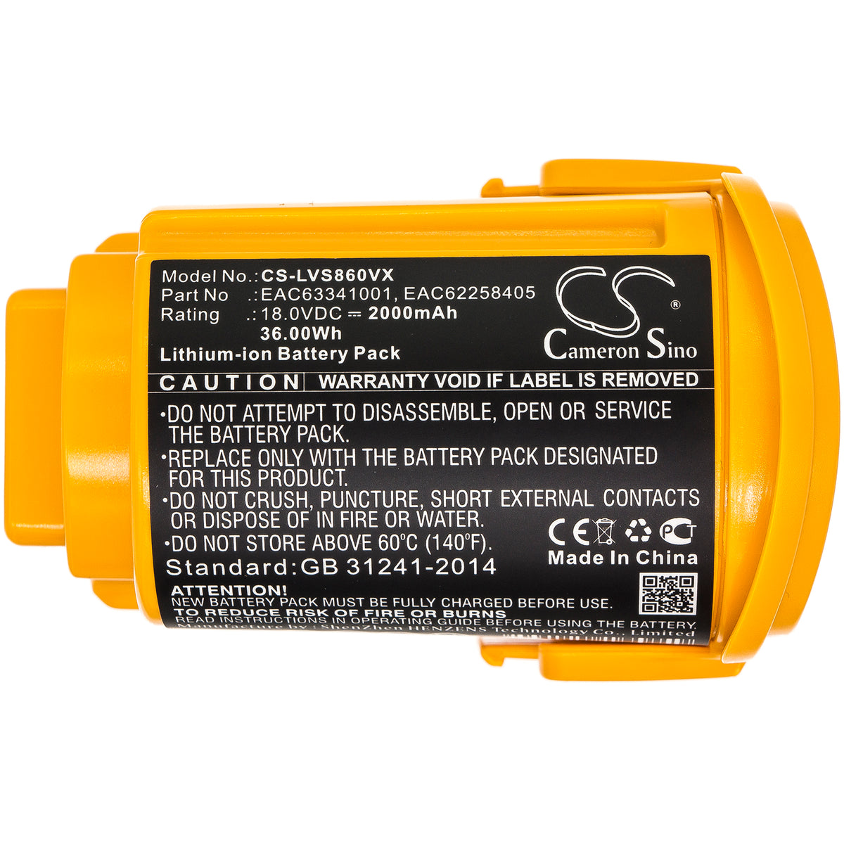 Replacement Battery for LG VS8603SWM – Vacuum – 2000mAh / 18V