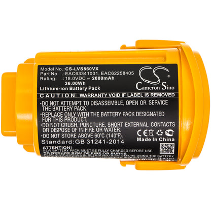 Replacement Battery for LG VS8603SWM – Vacuum – 2000mAh / 18V