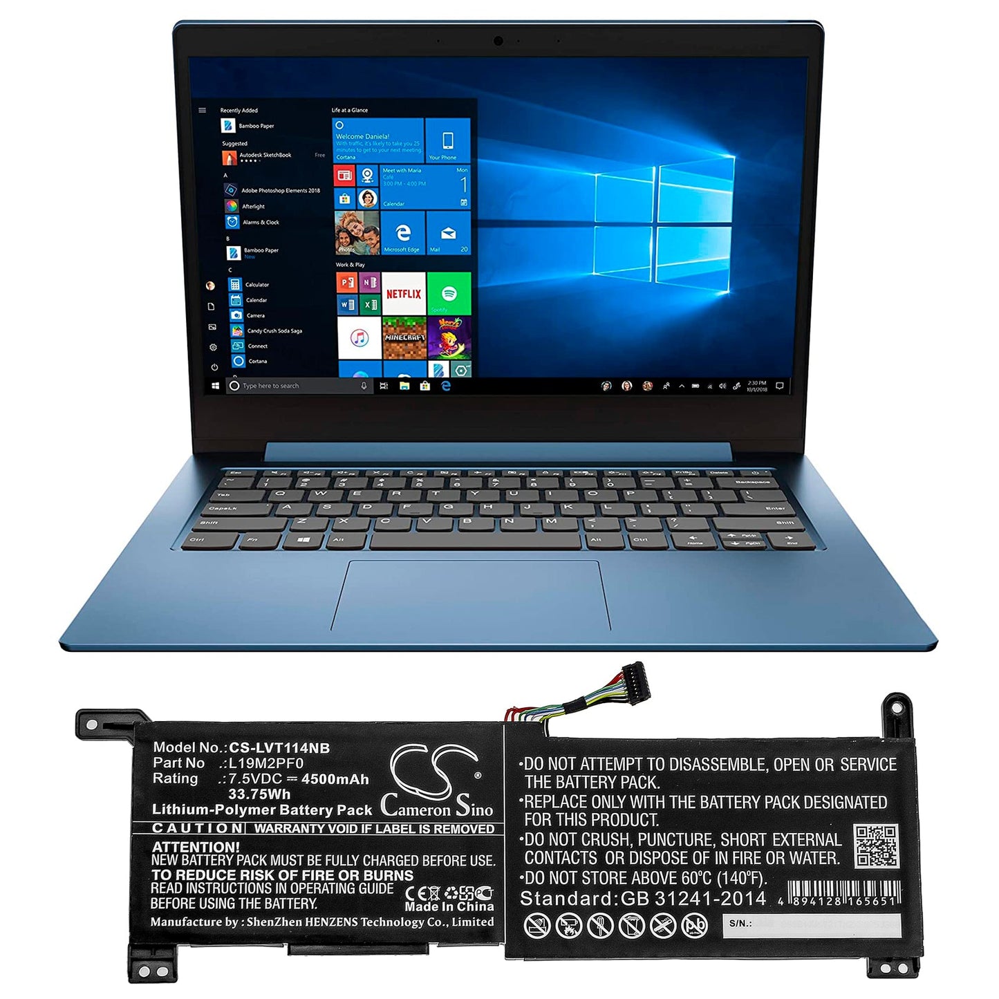 Replacement Battery for Lenovo  IdeaPad 1-11ADA05 82GV002BNZ – Notebook, Laptop – 4500mAh / 33.75Wh / 7.5V