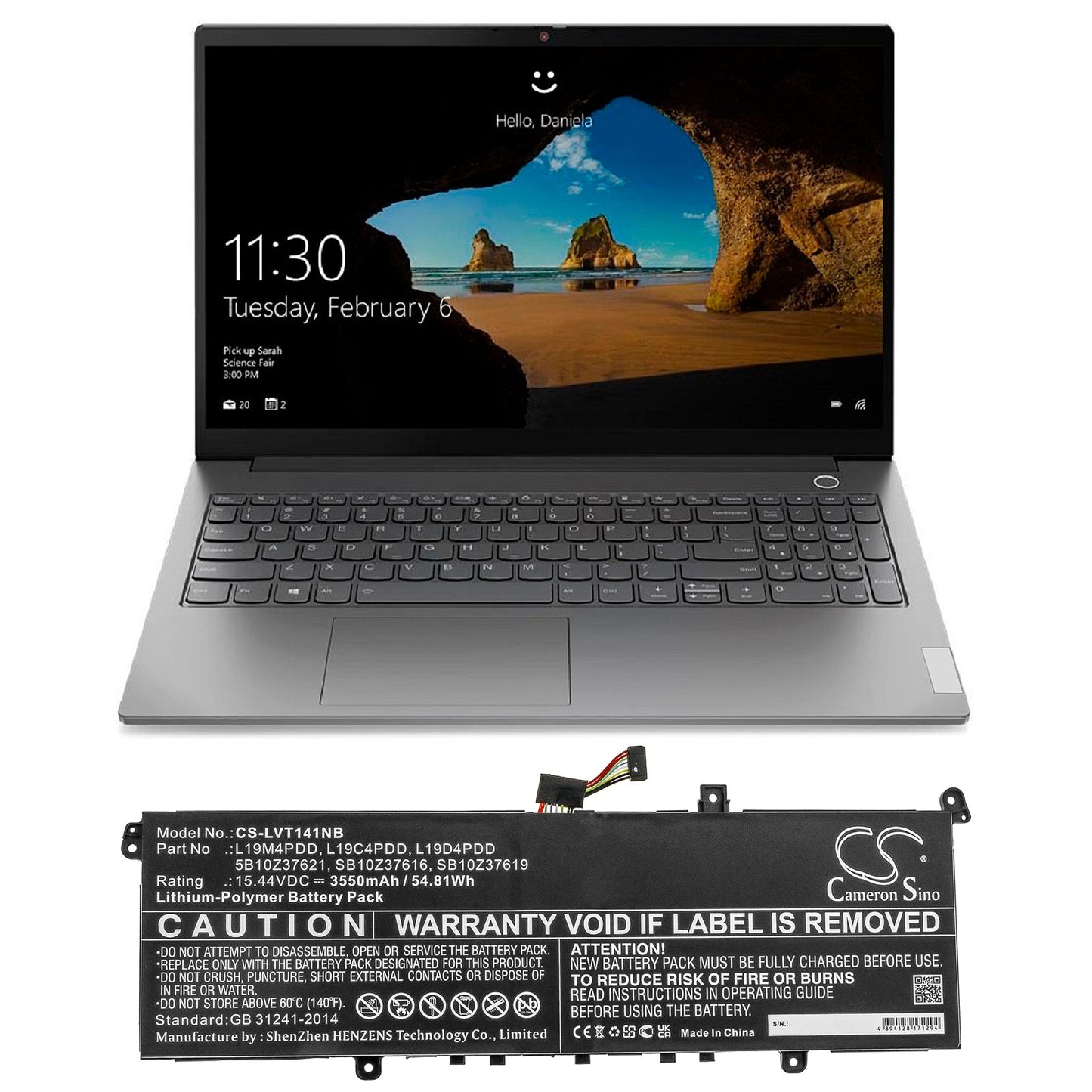 Replacement Battery for Lenovo  ThinkBook 13s G2 ARE(20WC) – Notebook, Laptop – 3550mAh / 54.81Wh / 15.44V