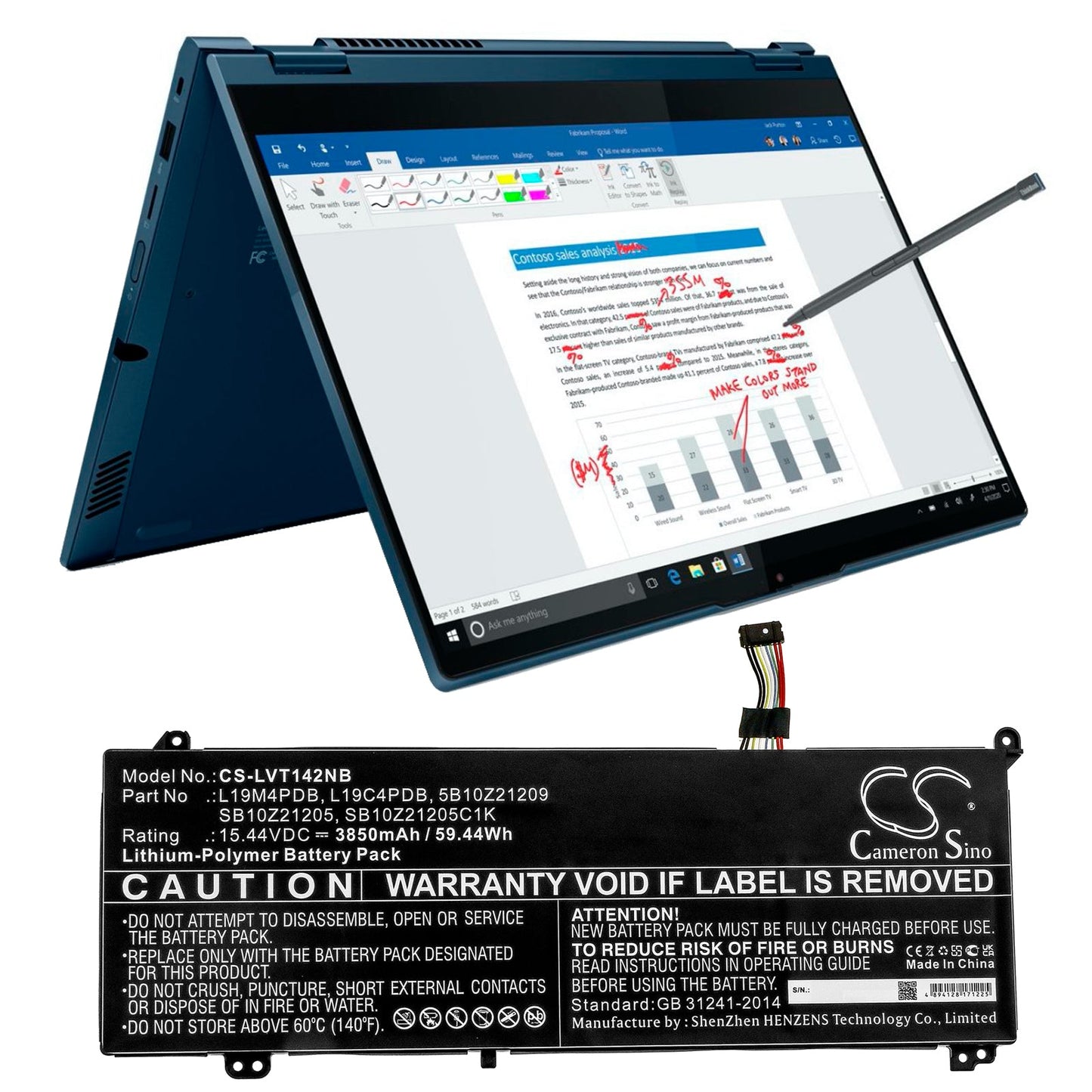 Replacement Battery for Lenovo  ThinkBook 14 2021 – Notebook, Laptop – 3850mAh / 59.44Wh / 15.44V