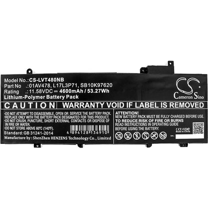 Replacement Battery for Lenovo ThinkPad T480s – Notebook, Laptop – 4600mAh / 11.58V - image 3
