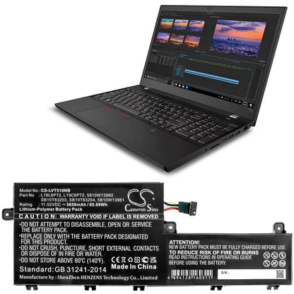 Replacement Battery for Lenovo  ThinkPad P15v – Notebook, Laptop – 5650mAh / 65.09Wh / 11.52V