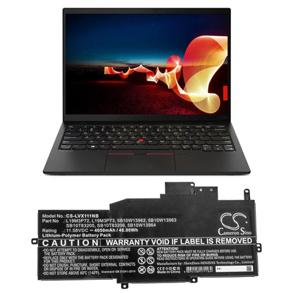Replacement Battery for Lenovo  ThinkPad X1 Nano – Notebook, Laptop – 4050mAh / 46.90Wh / 11.58V