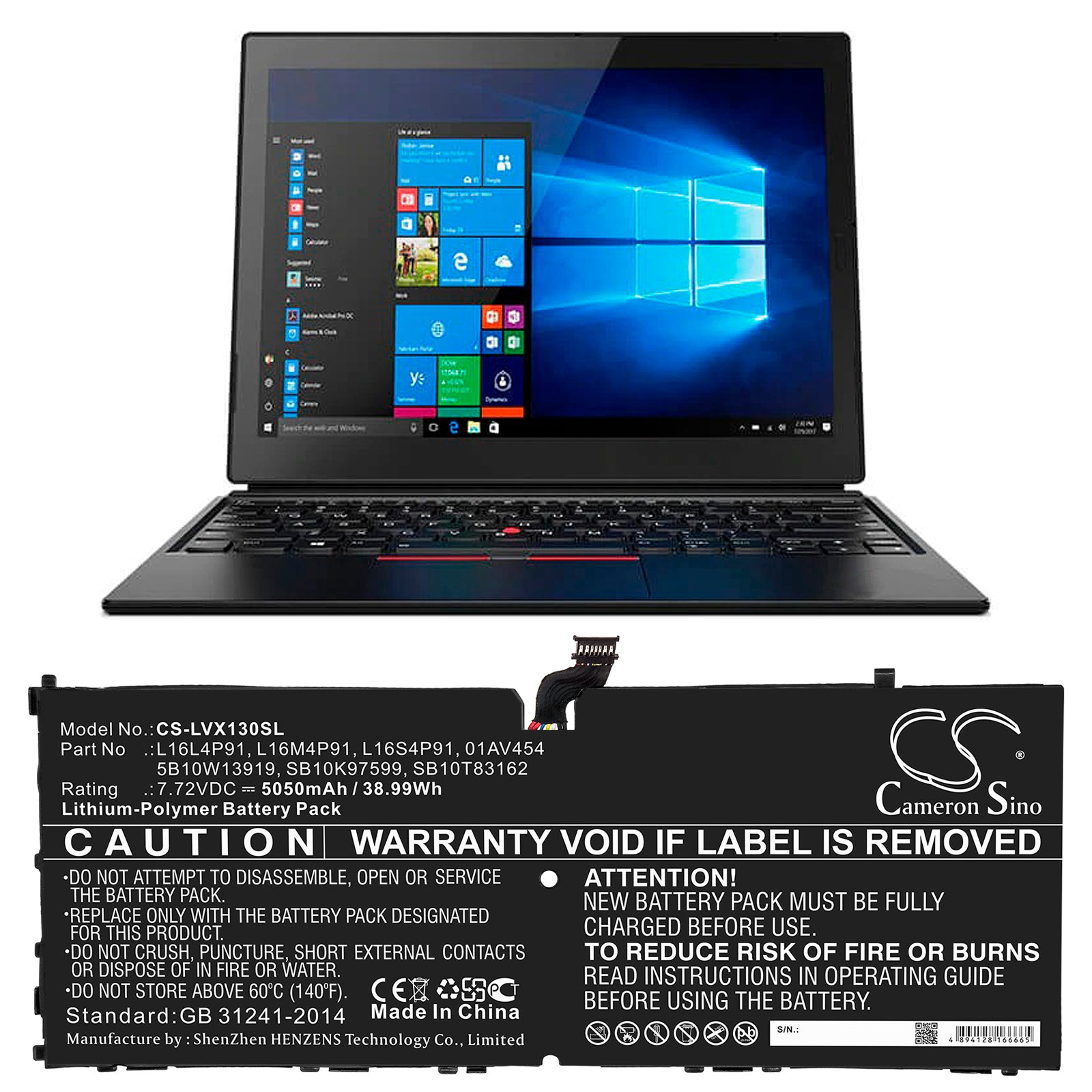 Replacement Battery for Lenovo ThinkPad X1 3rd – Tablet – 5050mAh / 7.72V - image 5