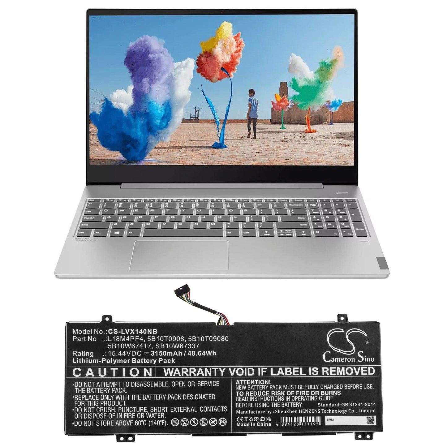 Replacement Battery for Lenovo  IdeaPad S540-14API – Notebook, Laptop – 3150mAh / 48.64Wh / 15.44V