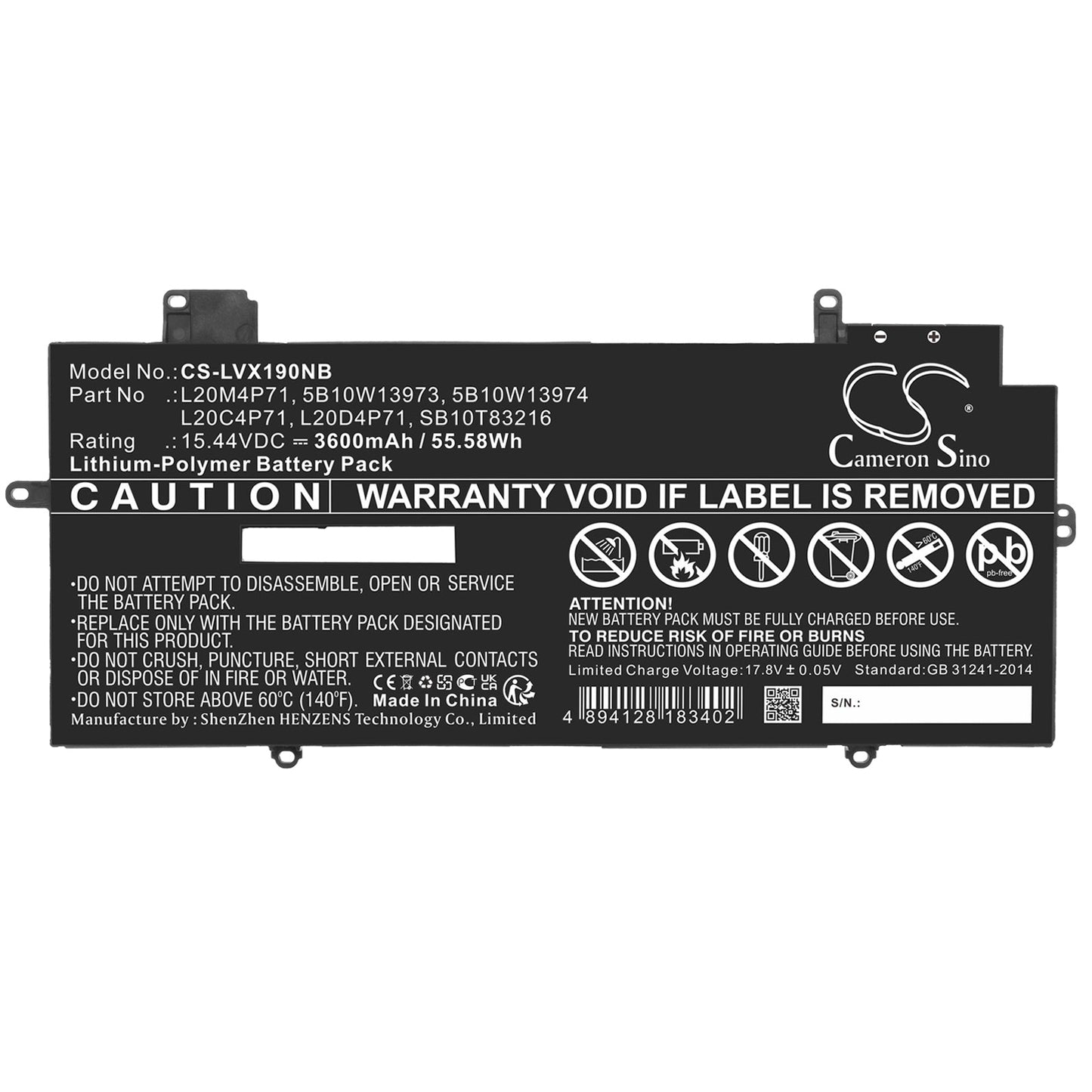Replacement Battery for Lenovo  ThinkPad X1 Carbon G9 20XW002D – Notebook, Laptop – 3600mAh / 55.58Wh / 15.44V