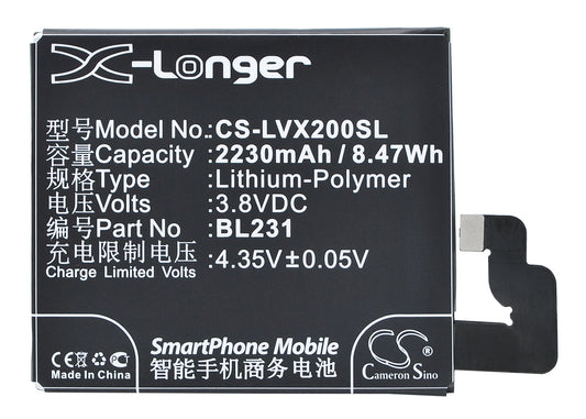 Replacement Battery for Lenovo VIBE X2 – Mobile, SmartPhone – 2230mAh / 3.8V