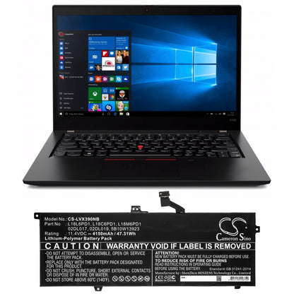 Replacement Battery for Lenovo  ThinkPad X390 – Notebook, Laptop – 4150mAh / 47.31Wh / 11.4V