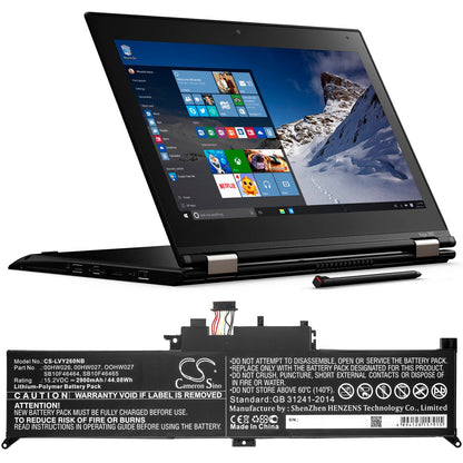 Replacement Battery for Lenovo  ThinkPad Yoga 260 – Notebook, Laptop – 2900mAh / 44.08Wh / 15.2V