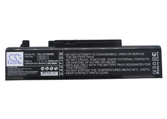 Replacement Battery for Lenovo IdeaPad Y450 – Notebook, Laptop – 4400mAh / 11.1V