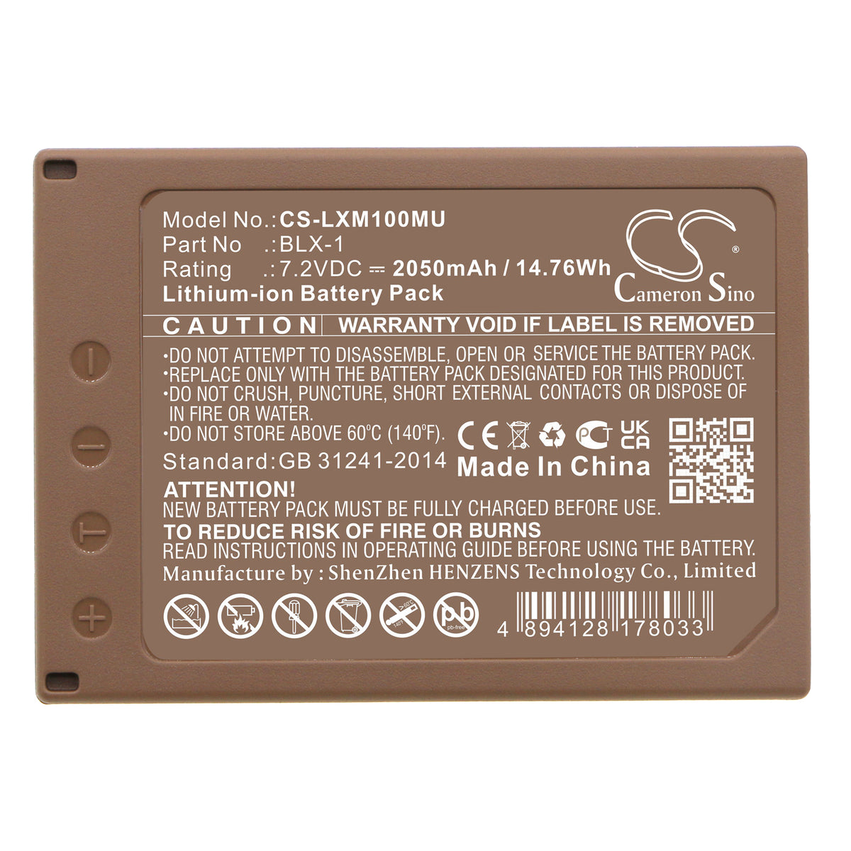 Replacement Battery for Olympus OM SYSTEM OM-1 – Camera – 2050mAh / 7.2V