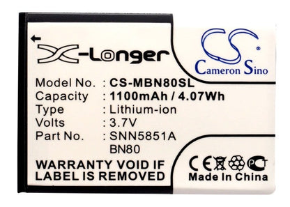 Replacement Battery for Motorola  Backflip – Mobile, SmartPhone – 1100mAh/4.07Wh / 3.7V