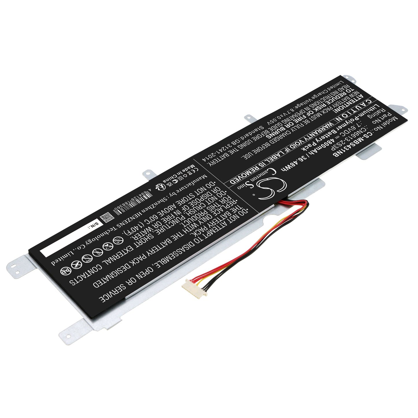 Replacement Battery for Maibenben  MaiBook S431 – Notebook, Laptop – 4800mAh / 36.48Wh / 7.6V