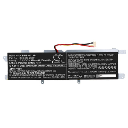 Replacement Battery for Maibenben  MaiBook S431 – Notebook, Laptop – 4800mAh / 36.48Wh / 7.6V