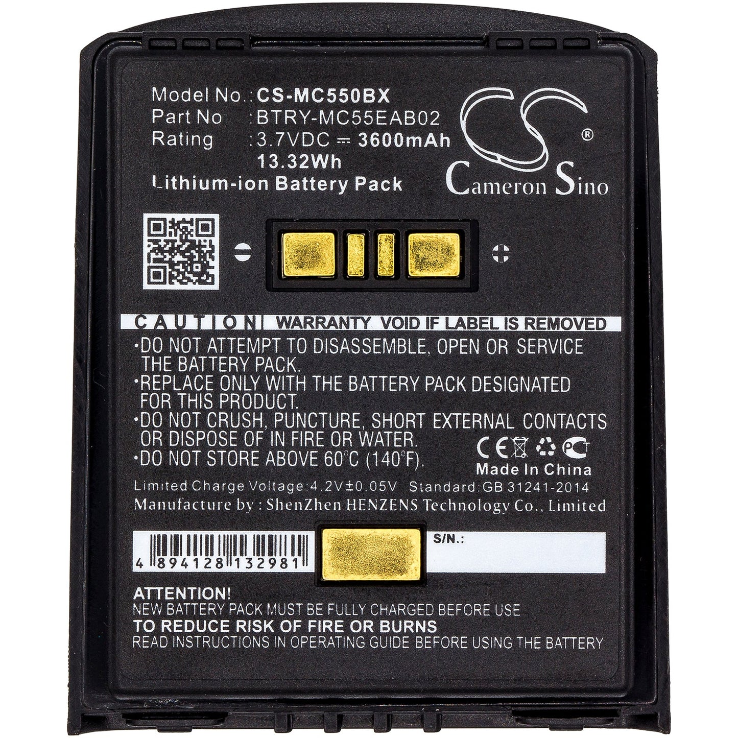 Replacement Battery for Symbol  MC55 – Barcode Scanner – 3600mAh / 13.32Wh / 3.7V