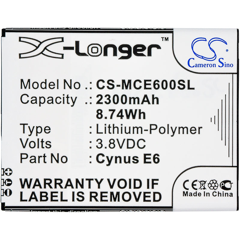 Replacement Battery for Mobistel  Cynus E6 – Mobile, SmartPhone – 2300mAh / 8.74Wh / 3.8V