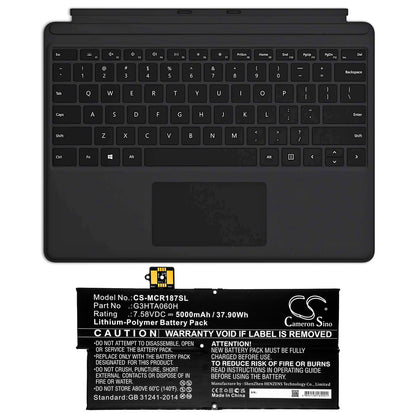 Replacement Battery for Microsoft Surface Pro X 1876 Keyboard – Tablet – 5000mAh / 7.58V - image 5