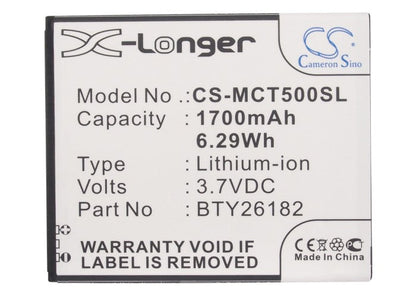 Replacement Battery for Mobistel  Cynus T5 – Mobile, SmartPhone – 1700mAh / 6.29Wh / 3.7V