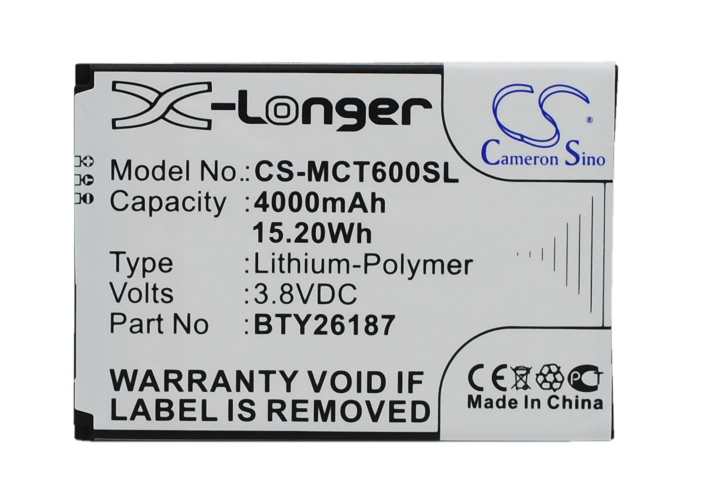 Replacement Battery for Mobistel Cynus T6 – Mobile, SmartPhone – 4000mAh / 3.8V - image 1