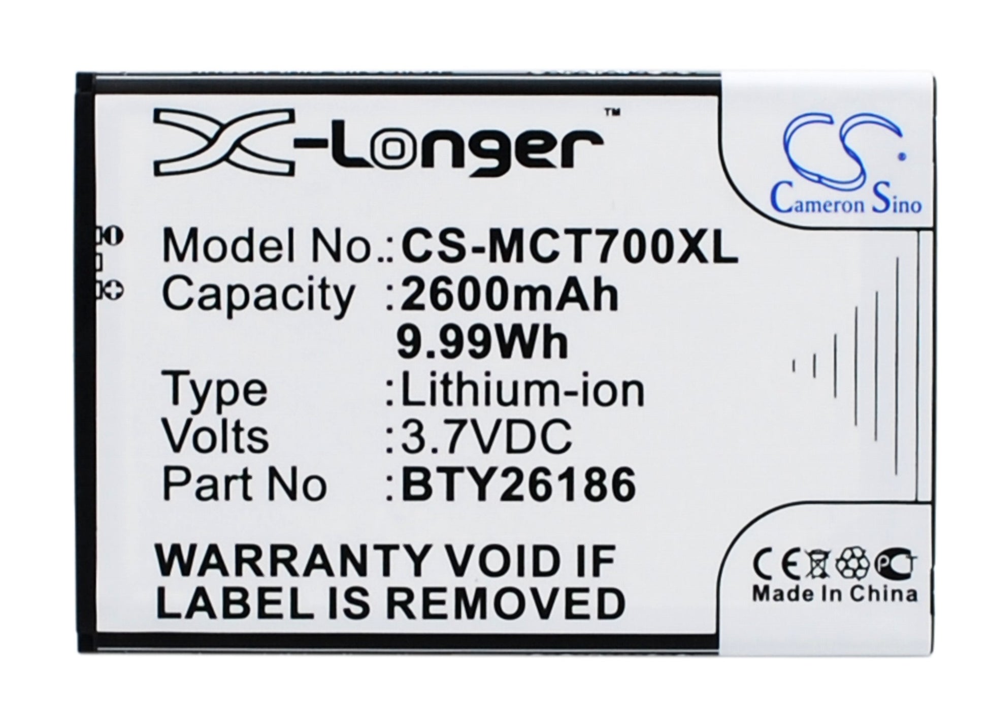 Replacement Battery for Mobistel Cynus T7 – Mobile, SmartPhone – 2600mAh / 3.7V - image 1
