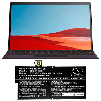 Replacement Battery for Microsoft Surface Pro X 1876 – Tablet – 4800mAh / 7.58V - image 5