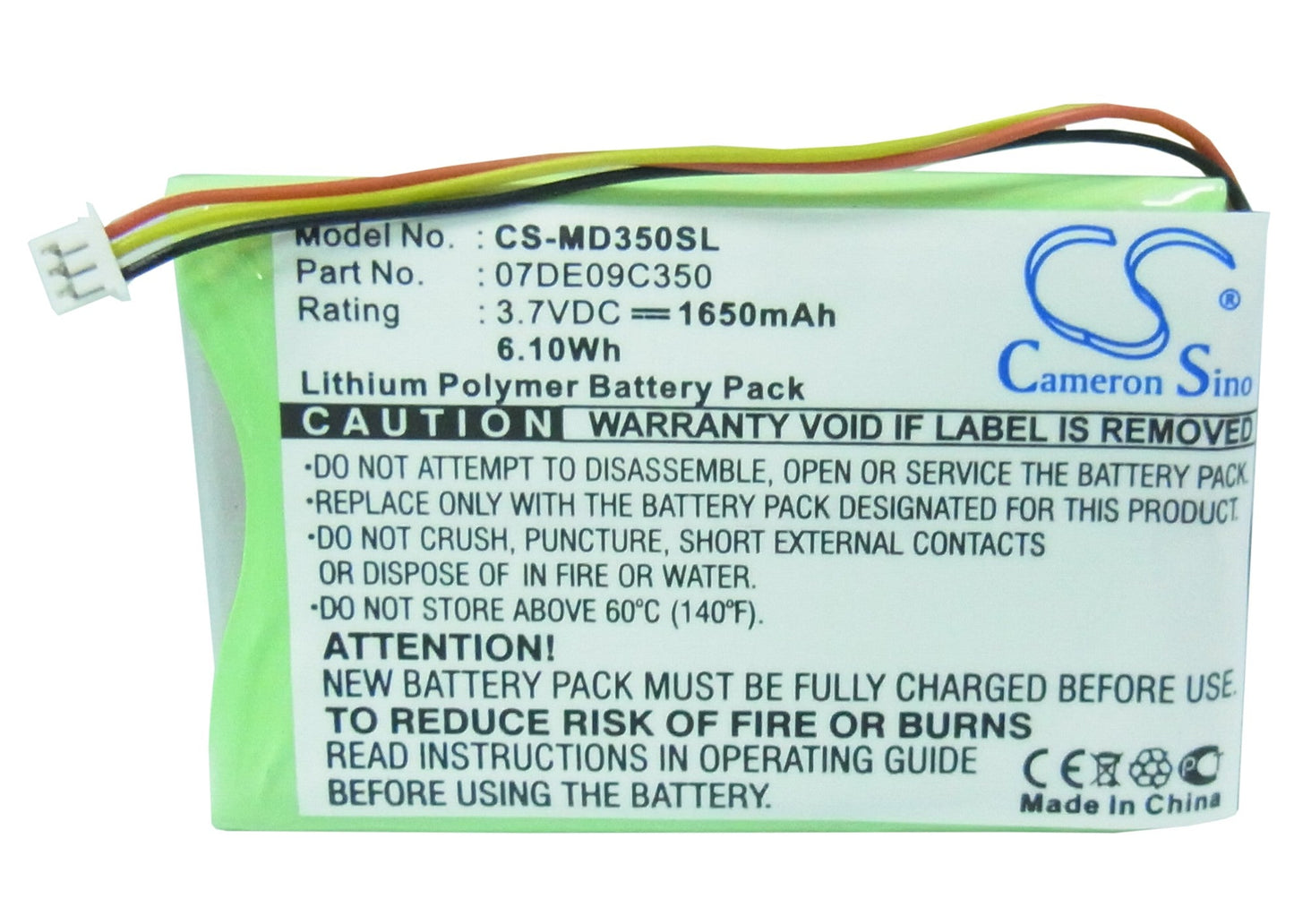 Replacement Battery for Medion  GoPal PNA350 – GPS, Navigator – 1650mAh / 3.7V