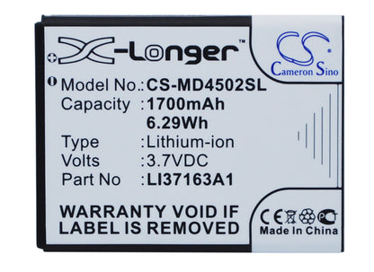 Replacement Battery for Medion Life E4502 – Mobile, SmartPhone – 1700mAh / 3.7V - image 1