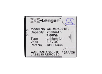 Replacement Battery for Medion  Life P5001 – Mobile, SmartPhone – 2000mAh / 7.60Wh / 3.8V