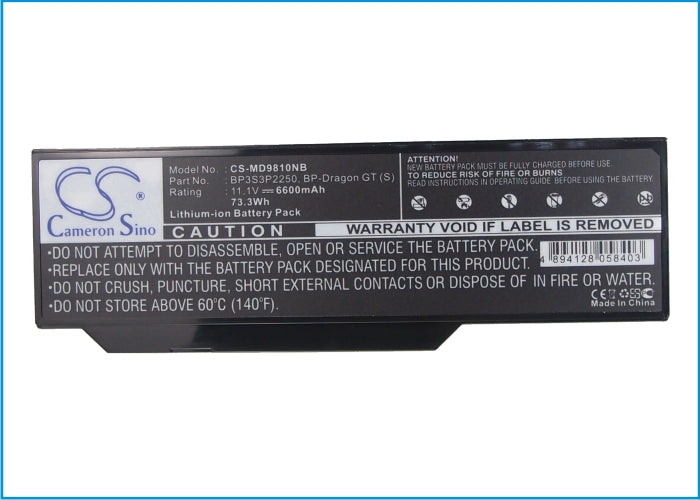 Replacement Battery for Mitac  MiNote 8000 – Notebook, Laptop – 6600mAh / 73.26Wh / 11.1V