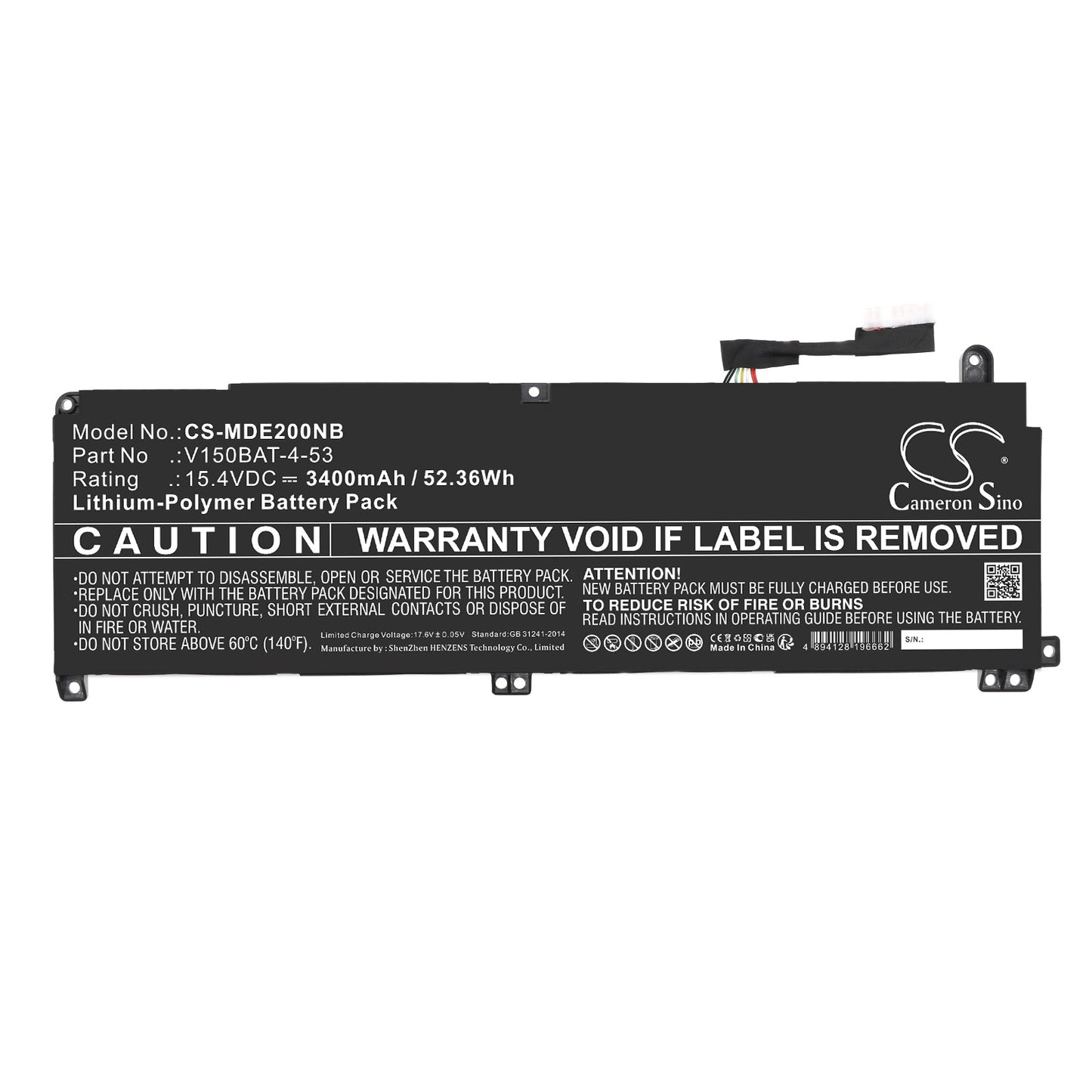 Replacement Battery for Colorful  P16 23 – Notebook, Laptop – 3400mAh / 52.36Wh / 15.4V