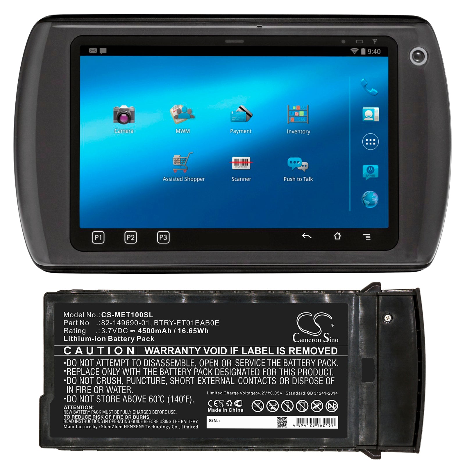 Replacement Battery for Motorola ET1 – Tablet – 4500mAh / 3.7V - image 4
