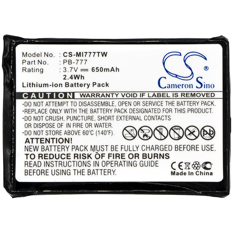 Replacement Battery for Midland  777 – Two-Way Radio – 650mAh / 2.41Wh / 3.7V