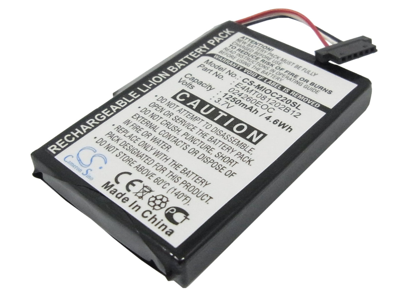 Replacement Battery for Pioneer  AVIC-S1 – GPS, Navigator – 1250mAh / 4.63Wh / 3.7V