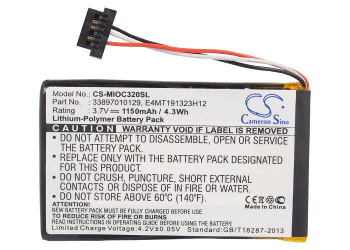 Replacement Battery for Mitac  Mio C320 – GPS, Navigator – 1150mAh / 3.7V