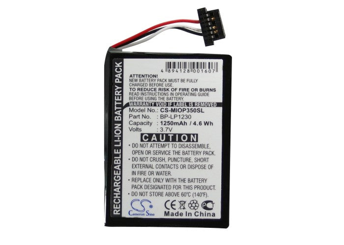 Replacement Battery for Typhoon  MyGuide 3500 Go – GPS, Navigator – 1250mAh / 4.63Wh / 3.7V
