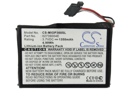 Replacement Battery for Mitac  Mio P360 – GPS, Navigator – 1350mAh / 5.00Wh / 3.7V