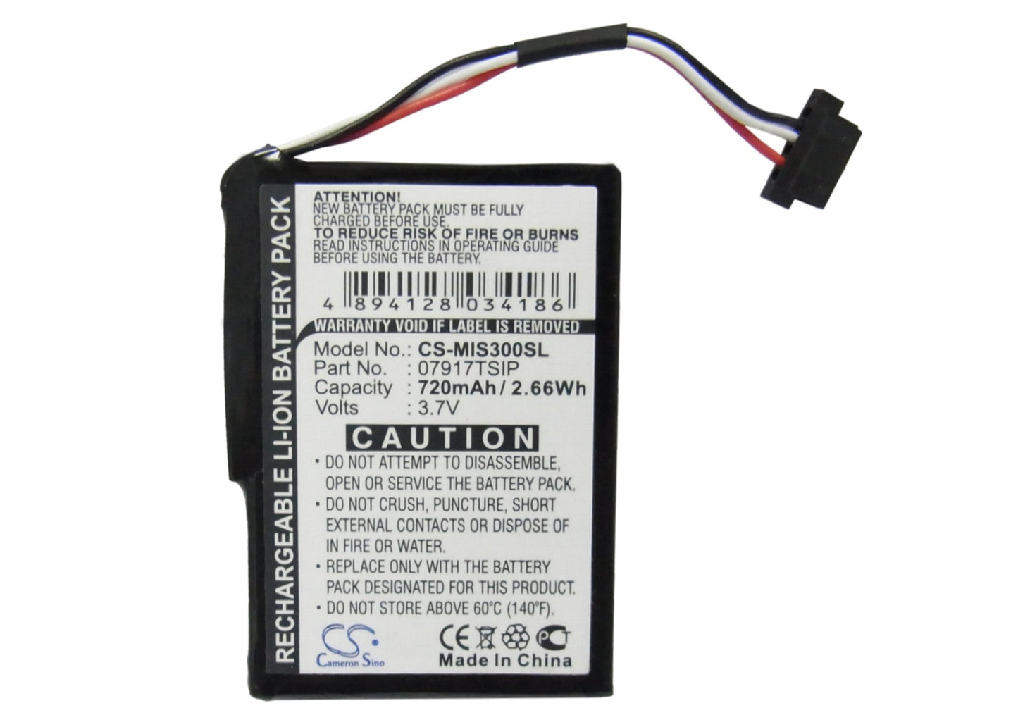Replacement Battery for Navman  Mio Spirit 300 – GPS, Navigator – 720mAh / 3.7V