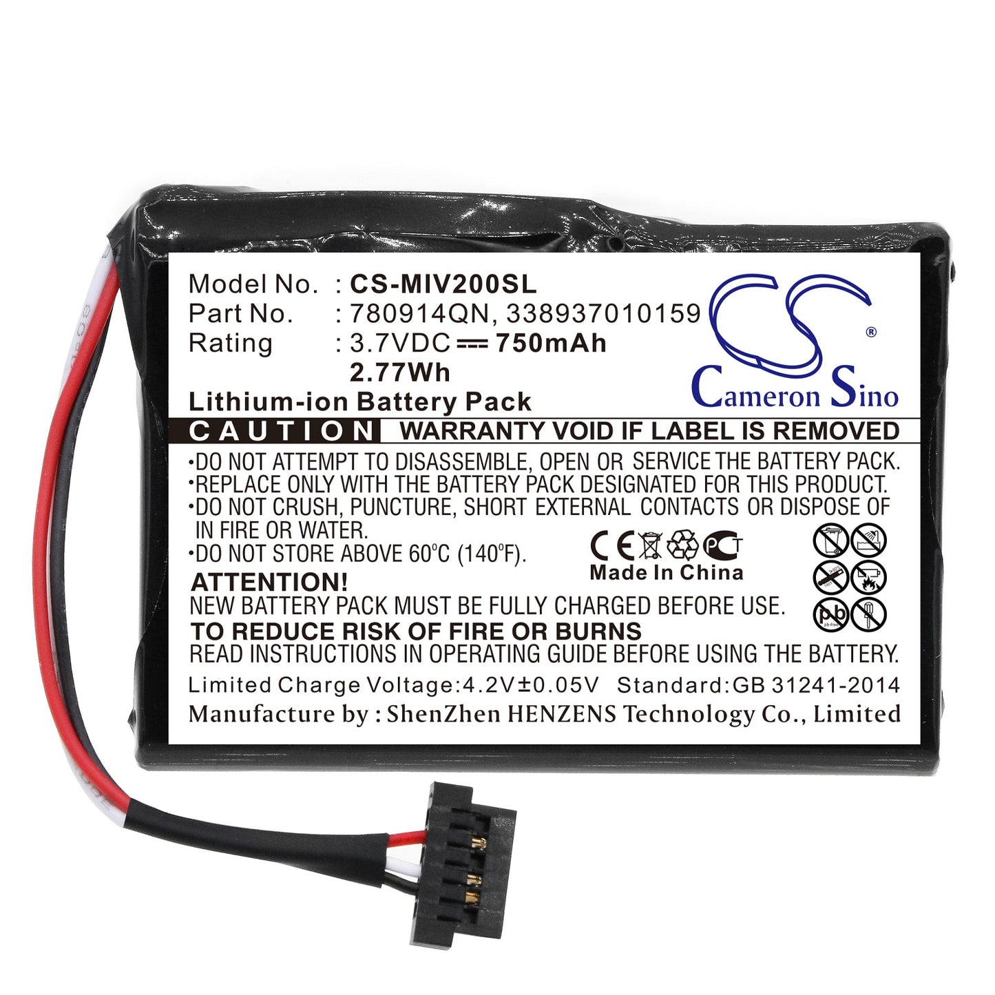 Replacement Battery for Mitac  Mio Moov 200 – GPS, Navigator – 750mAh / 3.7V
