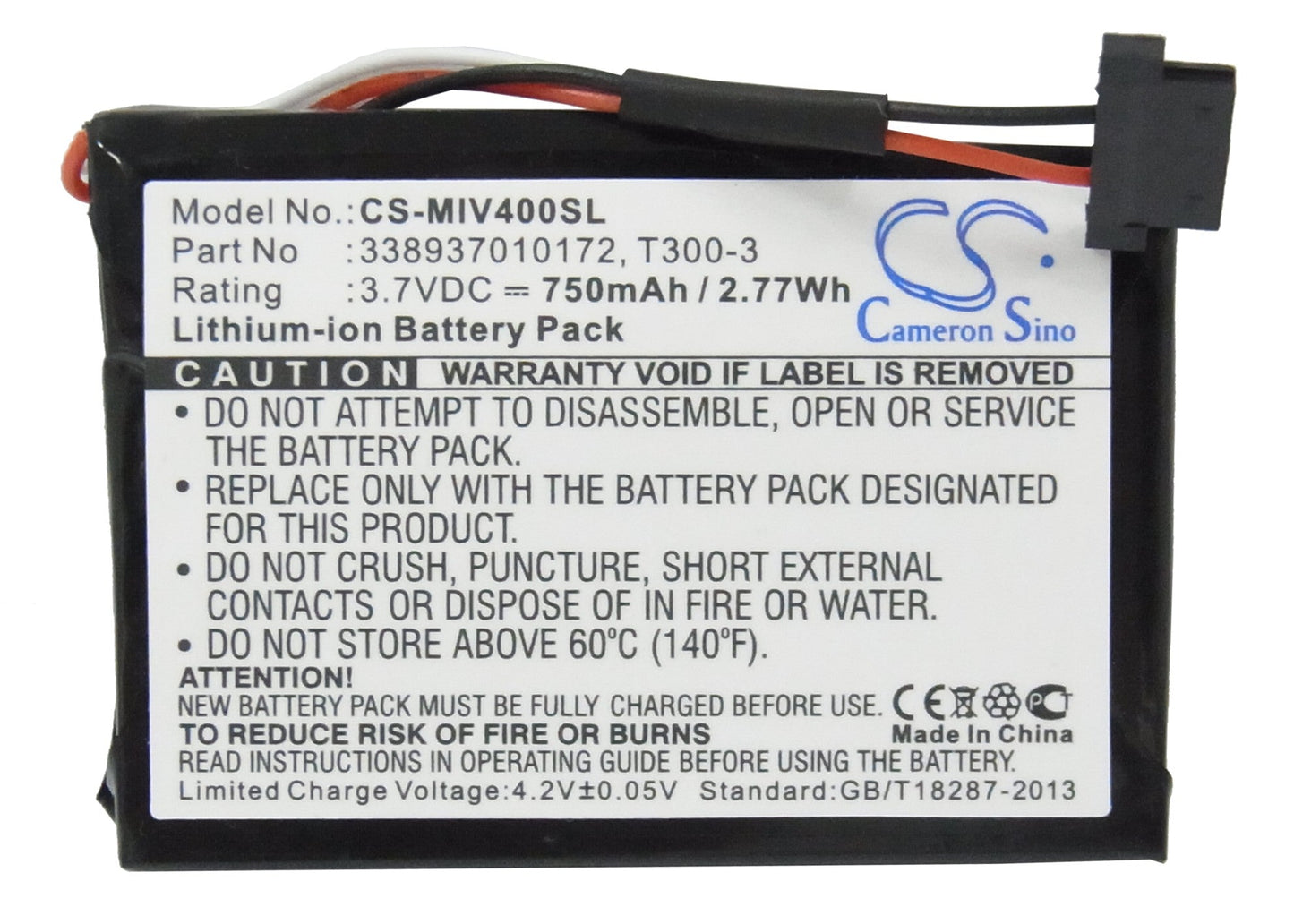Replacement Battery for Mitac  M1100 – GPS, Navigator – 750mAh / 2.78Wh / 3.7V