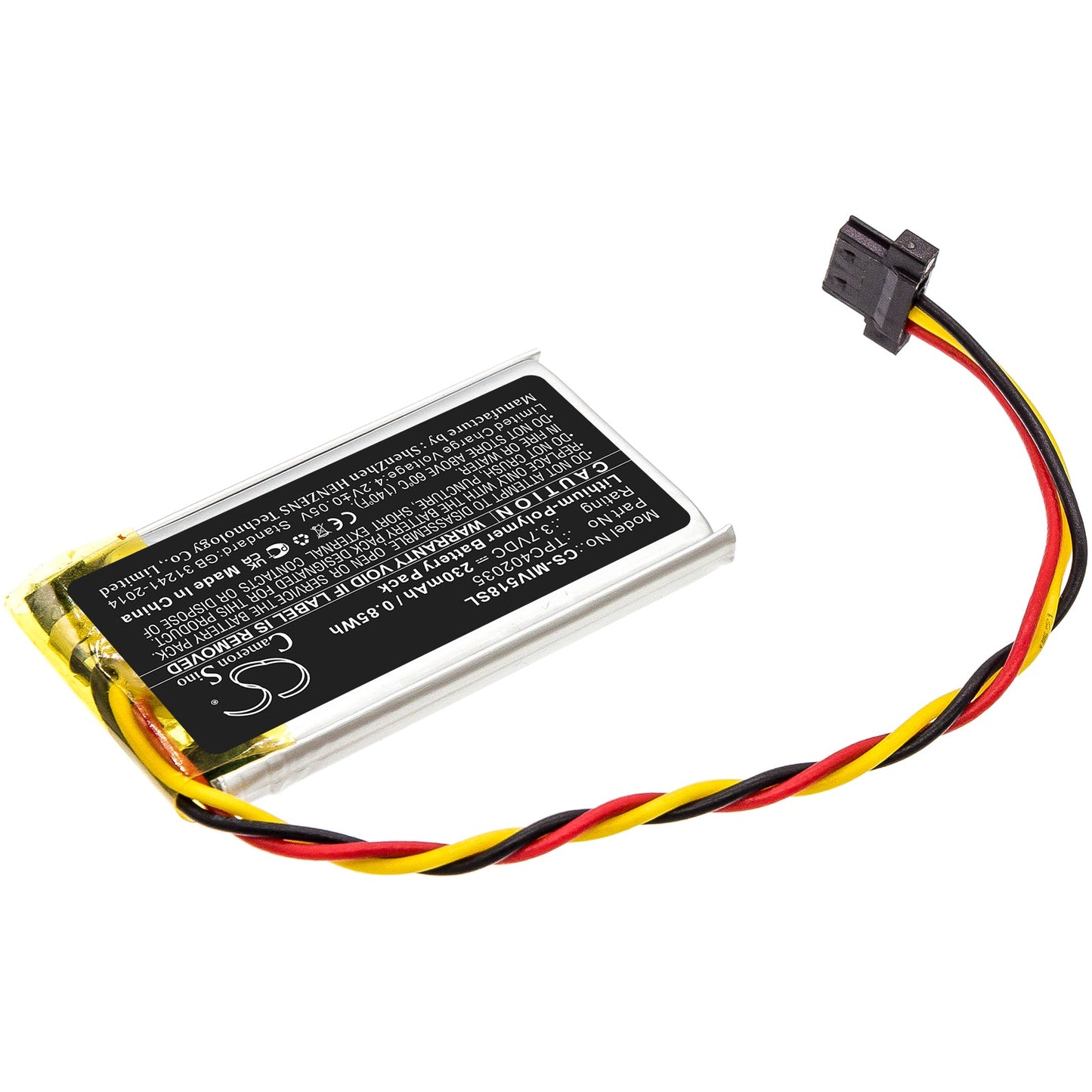 Replacement Battery for Mio  MiVue 508 – Dashcam – 230mAh / 0.85Wh / 3.7V